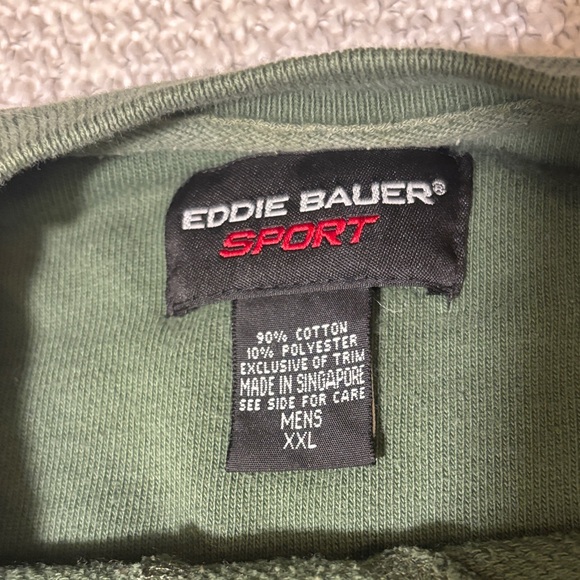 Eddie Bauer Forest Green Vintage 90's/Y2K Crewneck Logo Sweatshirt - Picture 3 of 7